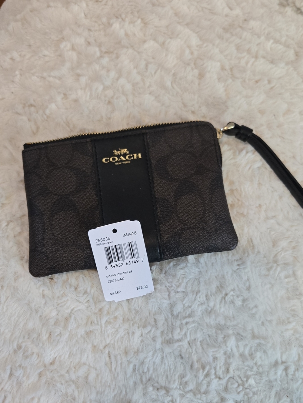 COACH Brown Signature Wristlet
